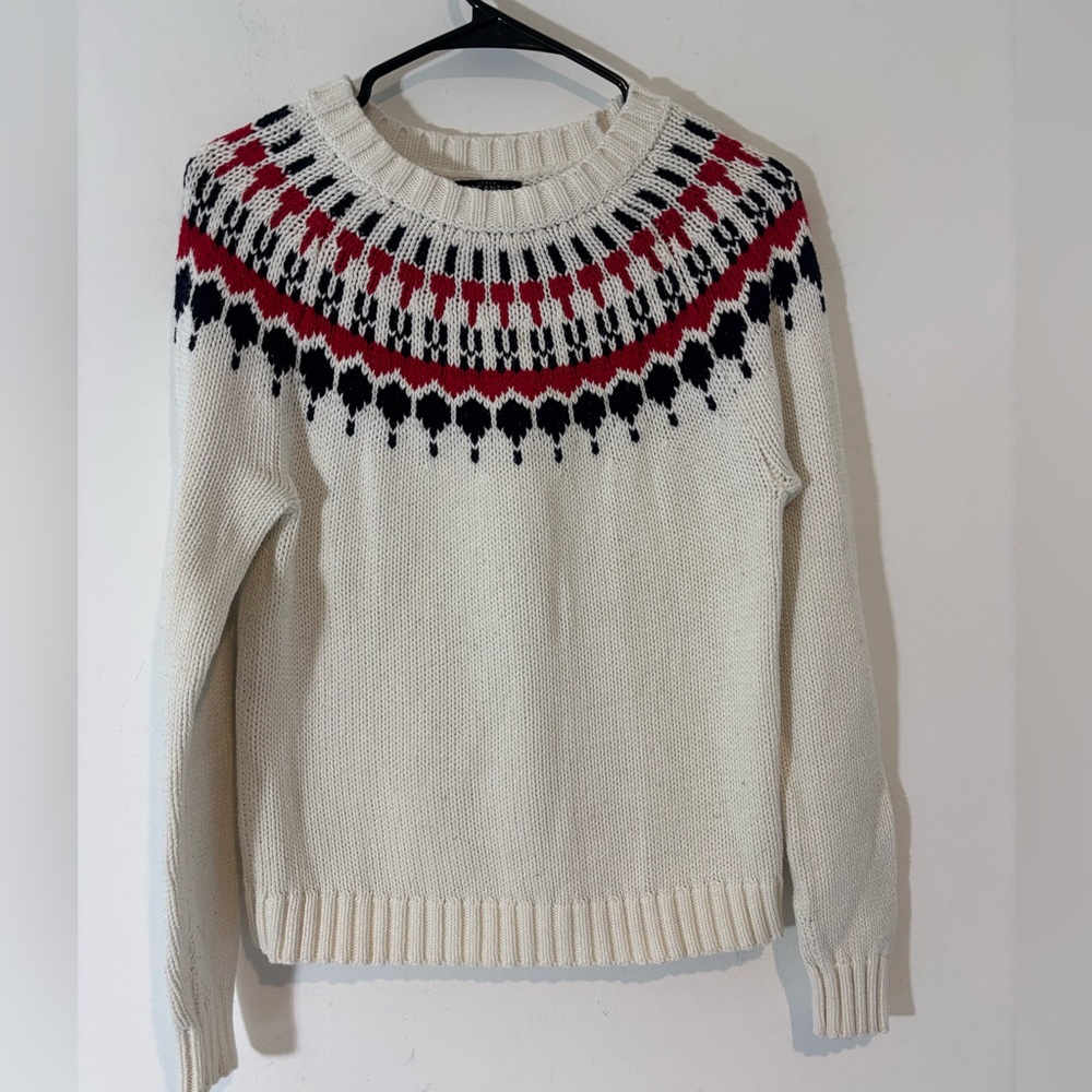 J. Crew Mercantile Small Knitted Long Sleeve Sweater Red Blue Casual 100% Cotton
